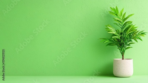 Wallpaper Mural Green wall, potted plant, minimal interior design, home decor, website banner Torontodigital.ca