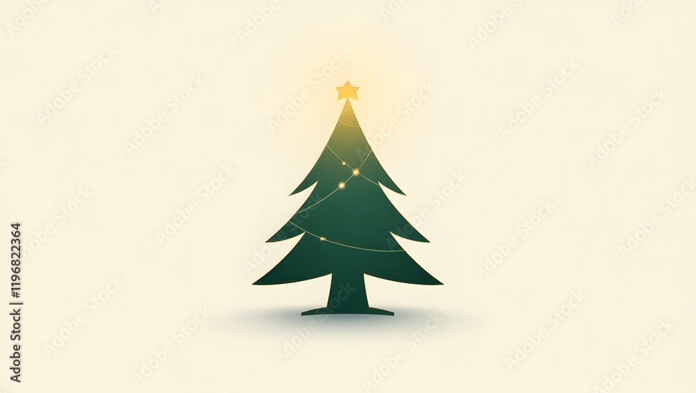 Minimalist Christmas tree logo with geometric lines and a star, symbolizes simple joy, ideal for holiday promotions and branding on websites and printables