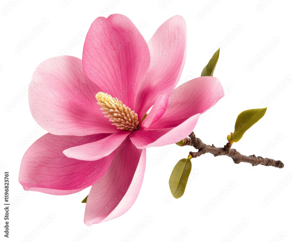 Obraz premium Stunning Pink Magnolia Blossom - A Breathtaking Floral Display , isolated on white background PNG