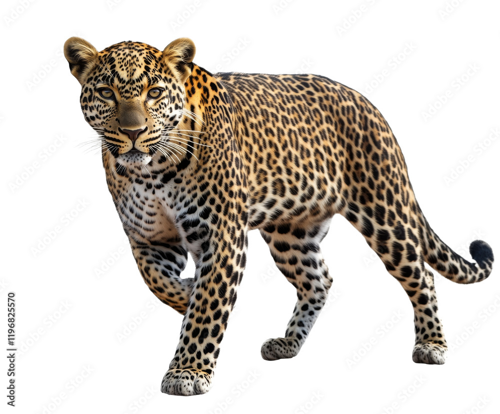 Majestic Leopard in its Natural Habitat - A Stunning Wild Animal Portrait , isolated on white background PNG Majestic Leopard in its Natural Habitat - A Stunning Wild Animal Portrait , isolated on white background PNG