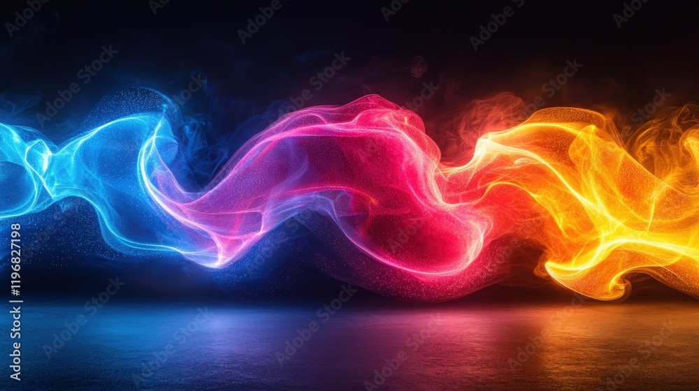 Obraz premium Abstract glowing flow energy multicolored waves