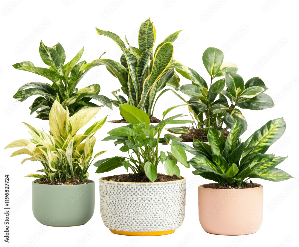 Fototapeta premium A Stunning Collection of Potted Plants for Your Home Decor , isolated on white background PNG