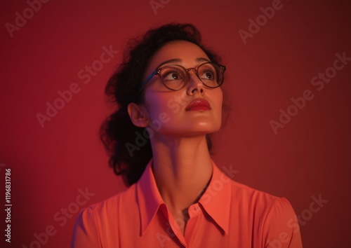 Indian Director Contemplation, Indian Director Vision An Indian Woman in Dramatic Lighting, Concept of Film Direction and Visual Storytelling