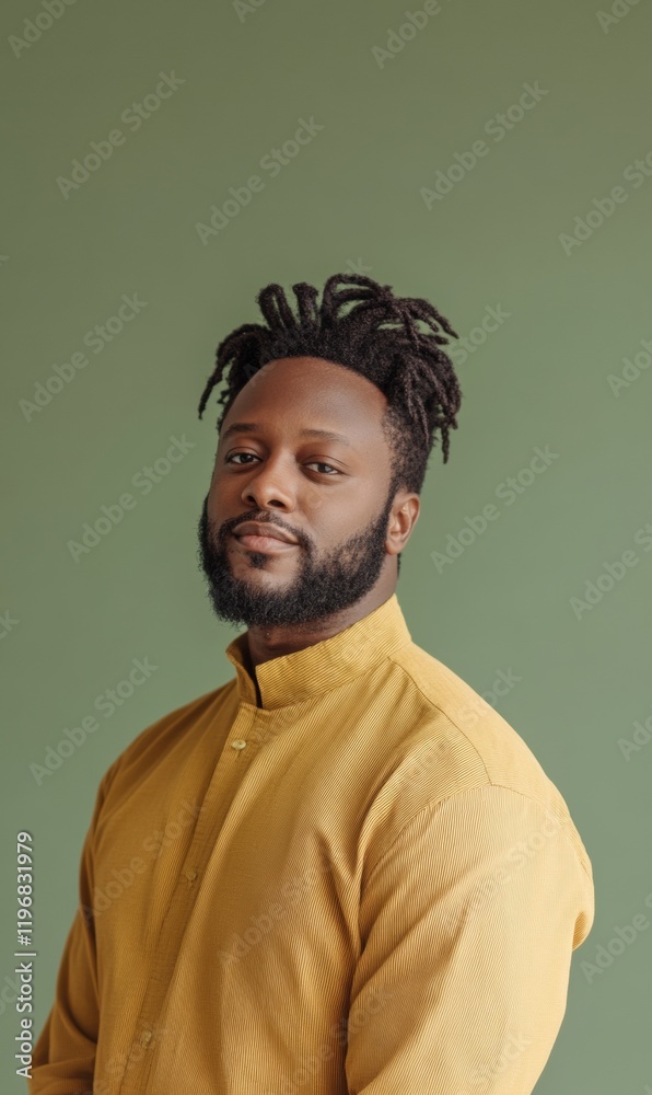 Fototapeta premium Portrait of a Man in Sustainable Fashion Man, Style, Man with Upcycled Clothing in Bold Eco-Friendly Design