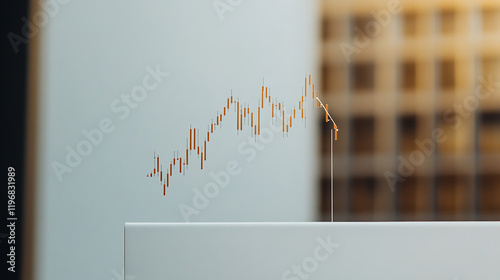 a imagine Line graph against a neutral backdrop illustrating continuous market growth with a clear upward trajectory. photo