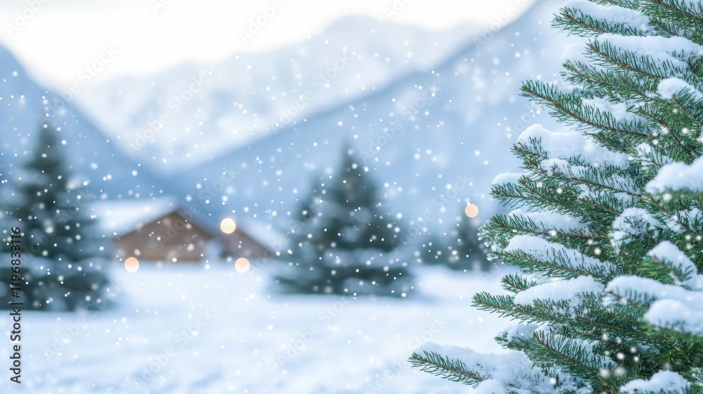 Whimsical christmas tree farm with snow covered mountains and crazy socks Whimsical christmas tree farm with snow covered mountains and crazy socks