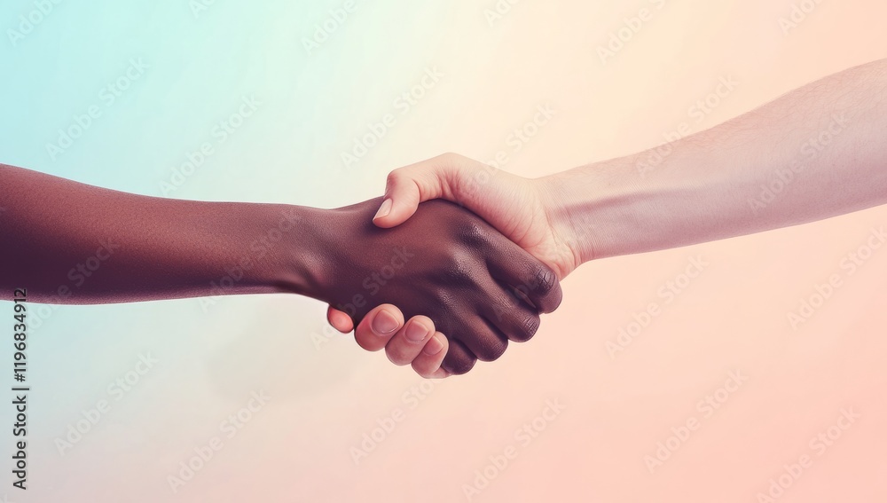 Black and white hands shaking, showing friendship or support on an isolated background. Black and white hands shaking, showing friendship or support on an isolated background.