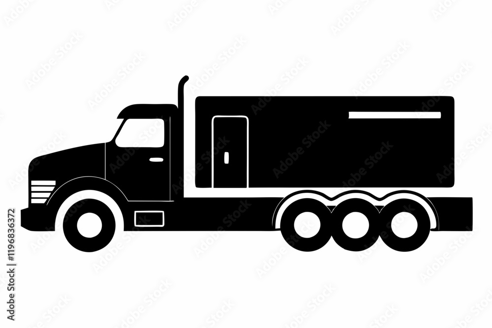 Minimalist Semi-Truck Vector Line Art Minimalist Semi-Truck Vector Line Art