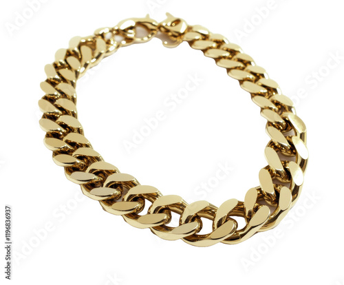 A Striking Gold Chain Bracelet: Exquisite Design and Luxury , isolated on white background PNG