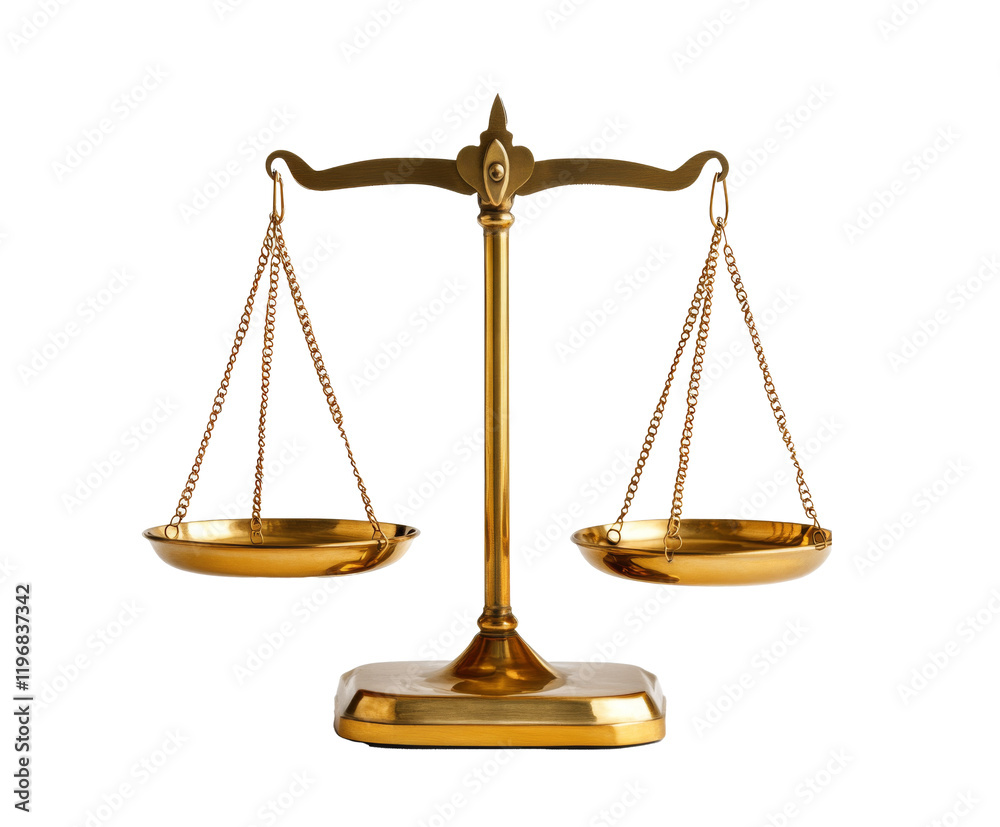 Golden Scales of Justice: A Timeless Symbol of Fairness and Balance , isolated on white background PNG Golden Scales of Justice: A Timeless Symbol of Fairness and Balance , isolated on white background PNG