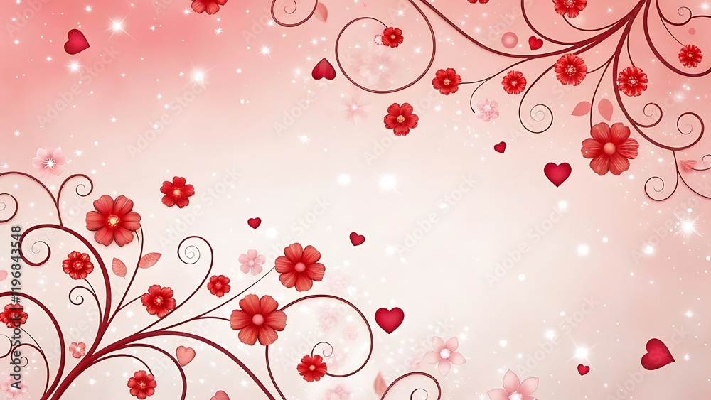 Valentine’s day card design with beautiful heart decorations, swirling floral ornaments, shimmering stars, and a stylish composition suitable for weddings, romantic events, and festive designs Valentine’s day card design with beautiful heart decorations, swirling floral ornaments, shimmering stars, and a stylish composition suitable for weddings, romantic events, and festive designs