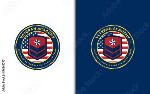 American veteran patriotic national emblem logo design vector