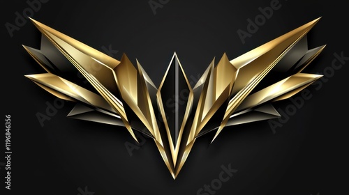 Abstract Golden and Black Geometric Wings Design Elegant Luxury Brand Logo Graphic Art