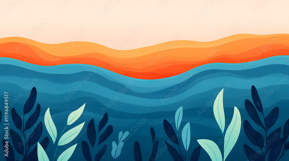 Obraz premium Serene ocean waves at sunset aerial view of coastal digital art inspiration