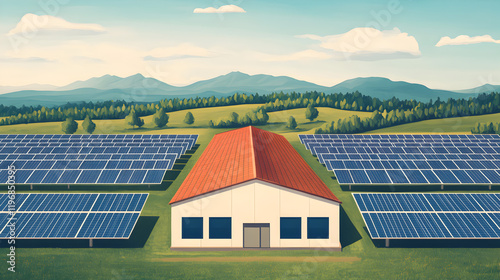 Wallpaper Mural Sustainable solar energy aerial view of rural installations in green environments Torontodigital.ca