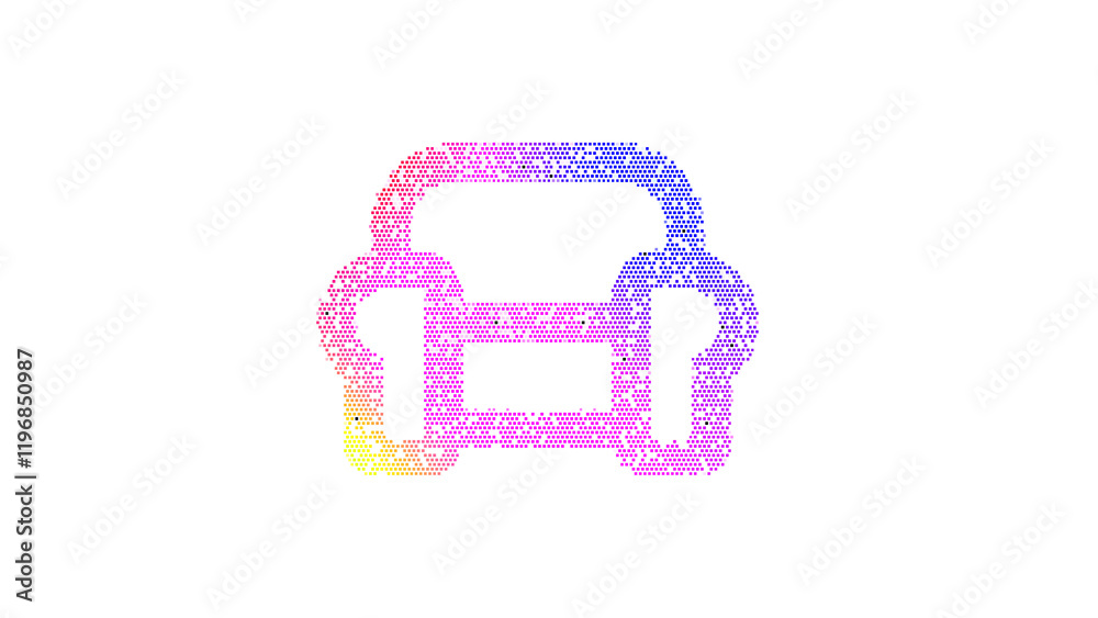 Icon loveseat is made up of LED square shapes. There are bright diodes and there are black dead diodes Icon loveseat is made up of LED square shapes. There are bright diodes and there are black dead diodes