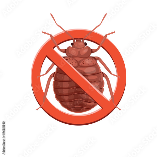 Stop bed bug. Stop insects sign. bed bug in red forbidding circle, vector