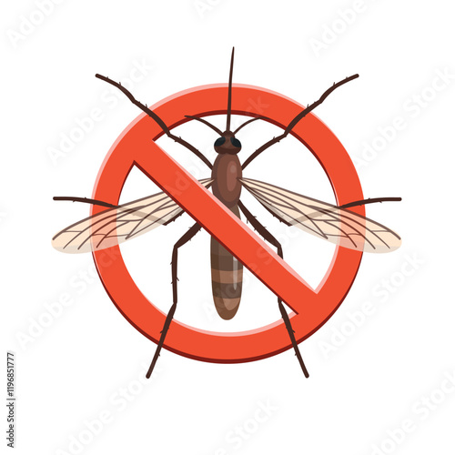 Stop mosquito. Stop insects sign. mosquito in red forbidding circle, vector