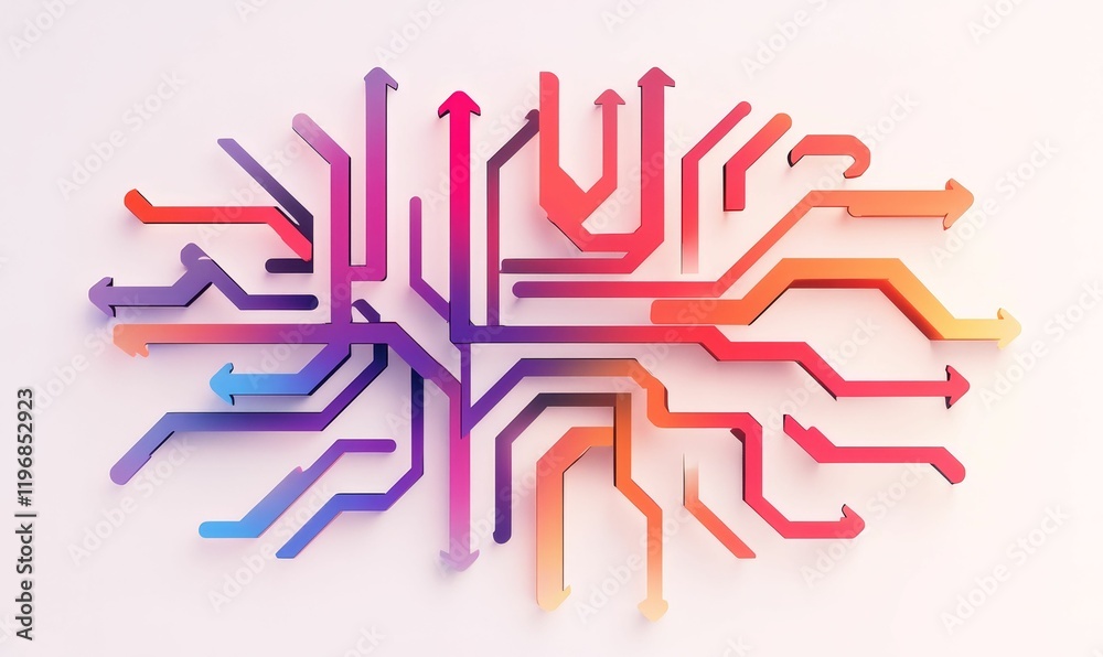 Abstract colorful arrows, interconnected pathways. Abstract colorful arrows, interconnected pathways.
