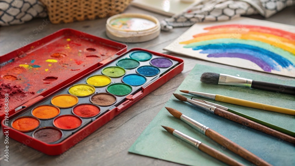 Naklejka premium Exploding Color: A Vibrant Artist's Palette of Joyful Hues and Paint Splats colors design visual