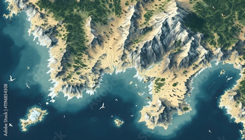 Detailed vector map of Patagonia showcasing its rugged terrain and coastal areas - Explore adventure, nature, and discovery - Suitable for travel brochures and educational materials
