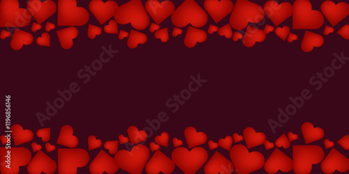 Print Valentine’s Day Card with floral frame. Abstract hearts background Cute romantic pink hearts background print. Valentine's day holiday backdrop texture, romantic wedding design. red heart 