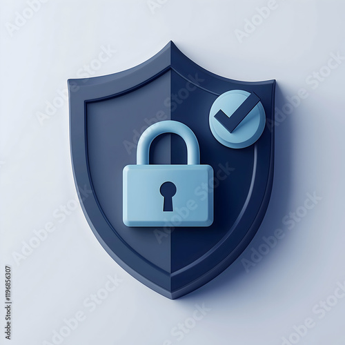 A stylized shield icon featuring a padlock and a checkmark, symbolizing security and protection.