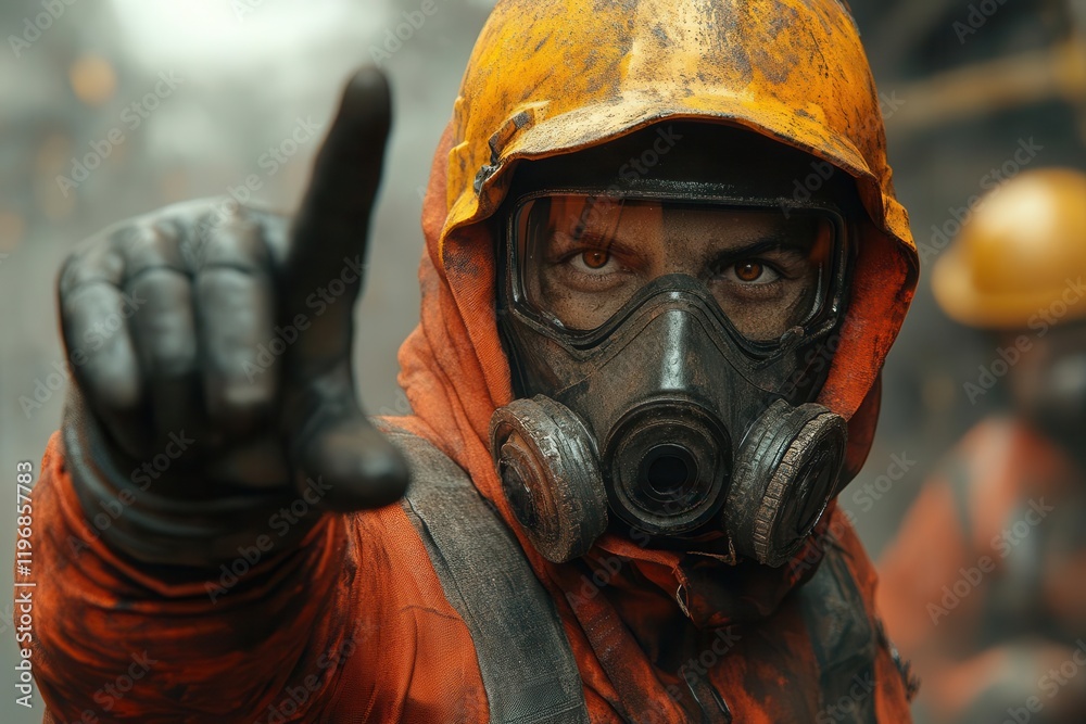 hyperrealistic 3d render of a construction worker in dusty overalls making stop gesture dramatic lighting detailed texture industrial setting hyperrealistic 3d render of a construction worker in dusty overalls making stop gesture dramatic lighting detailed texture industrial setting