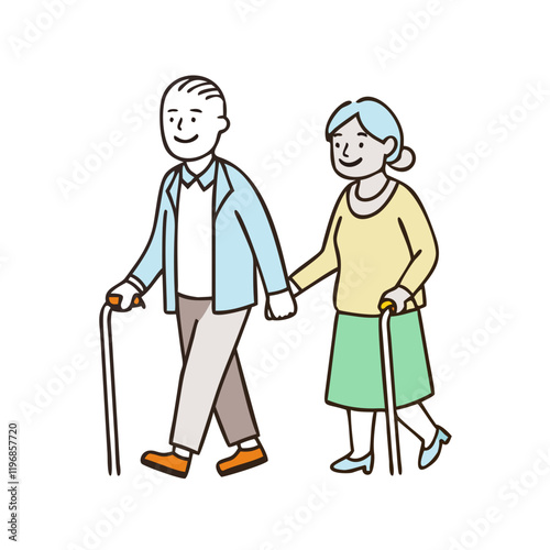 elderly couple walking vector icon, elderly couple walking vector illustration-simple illustration of elderly couple walking, perfect for elderly couple walking logos and icons and themed design  photo