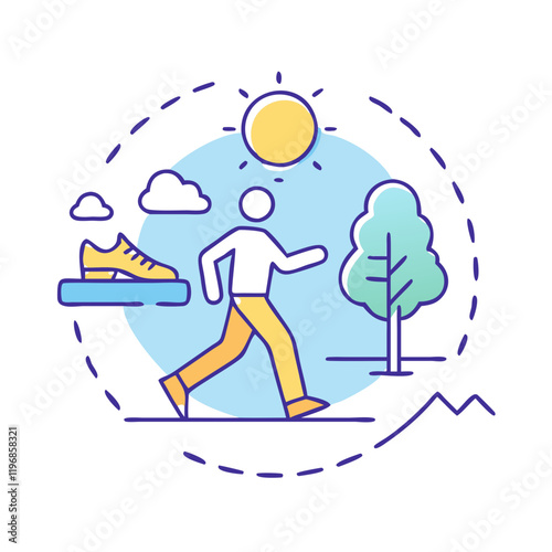 morning walk vector icon, morning walk vector illustration-simple illustration of morning walk, perfect for morning walk logos and icons and themed design  photo