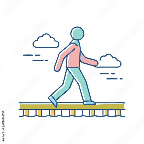 walking on a boardwalk vector icon, walking on a boardwalk vector illustration-simple illustration of walking on a boardwalk, perfect for walking on a boardwalk logos and icons and themed design 