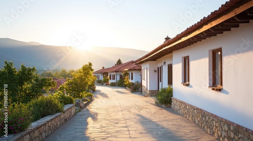 Mediterranean village sunrise