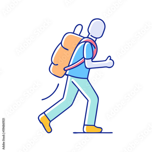 walking with backpack vector icon, walking with backpack vector illustration-simple illustration of walking with backpack, perfect for walking with backpack logos and icons and themed design  photo