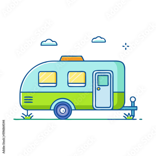 camping trailer vector icon, camping trailer vector illustration -simple illustration of camping trailer, perfect for camping trailer logos and icons and themed design 