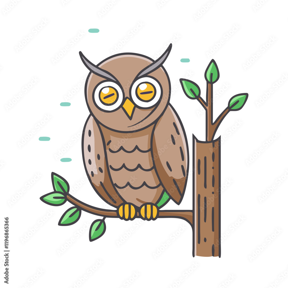 Obraz premium owl in a tree vector icon, owl in a tree vector illustration -simple illustration of owl in a tree, perfect for owl in a tree logos and icons and themed design 