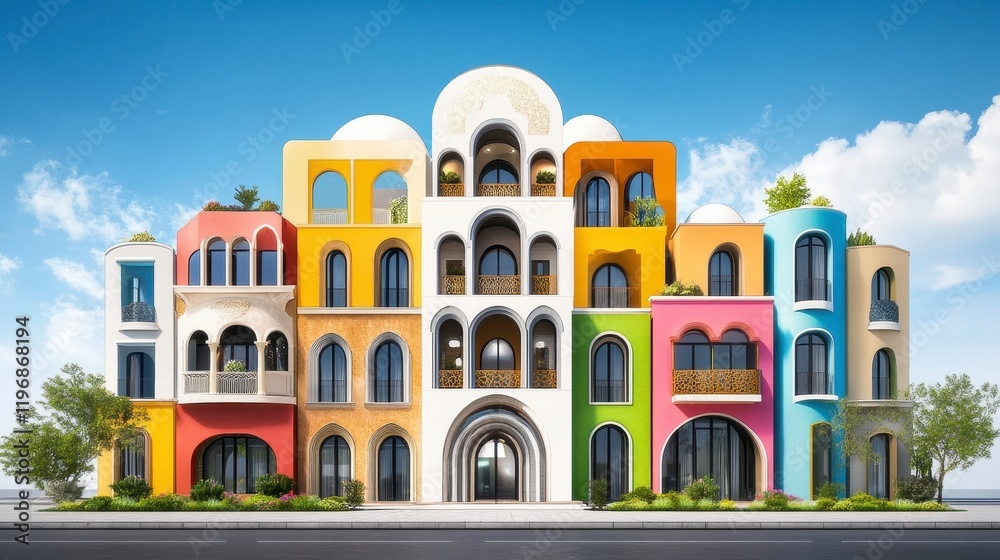 Fototapeta premium Vibrant Colorful Building with Unique Architectural Design