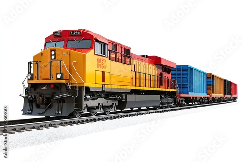 Freight train isolated on white background