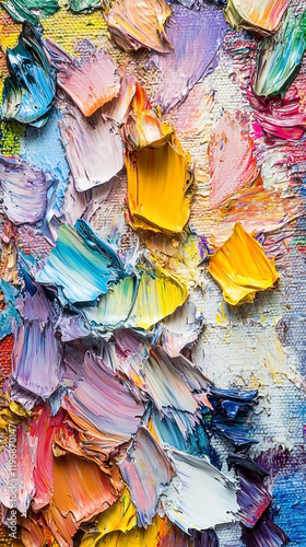 Abstract painting thick paint application colorful impasto oil paint texture