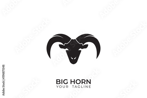 Ram head logo with simple design, ram head vector silhouette, abstract ram head