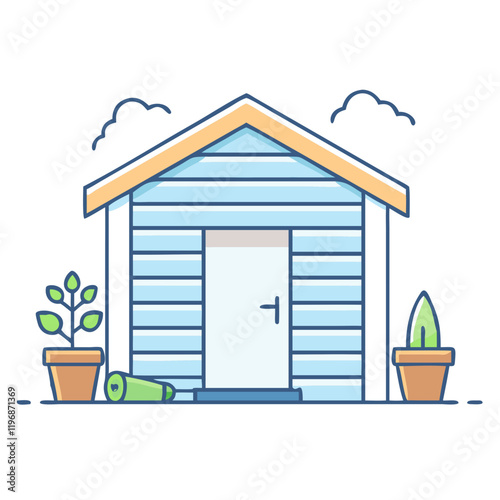 garden shed vector icon, garden shed vector illustration -simple illustration of garden shed, perfect for garden shed logos and icons and themed design 