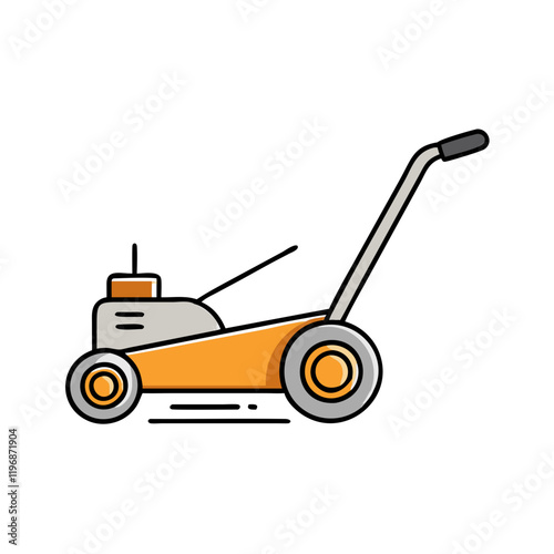 lawn mower vector icon, lawn mower vector illustration -simple illustration of lawn mower, perfect for lawn mower logos and icons and themed design 