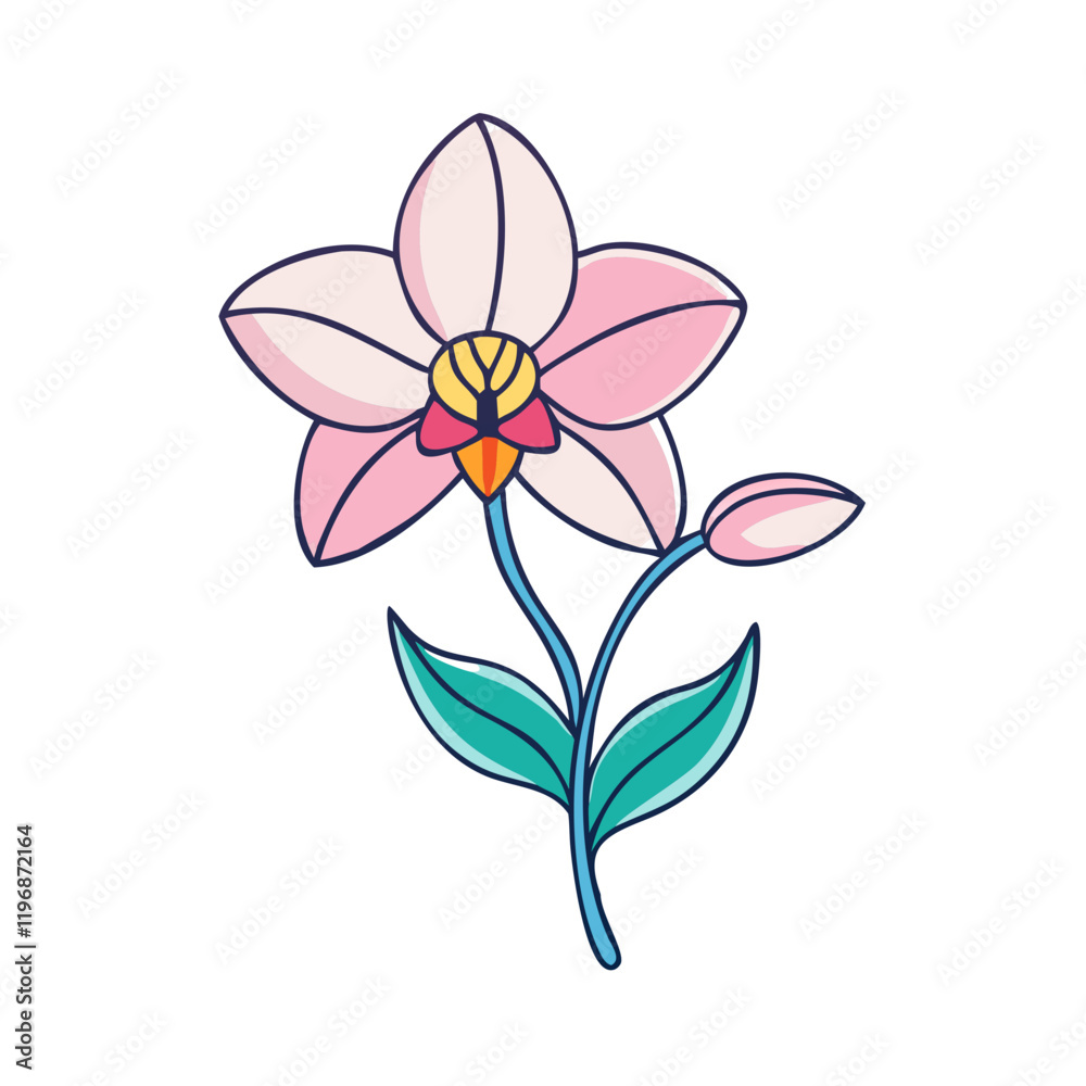 Fototapeta premium orchid flower vector icon, orchid flower vector illustration -simple illustration of orchid flower, perfect for orchid flower logos and icons and themed design 