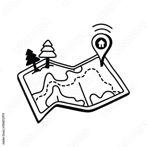 Grab this amazing icon of map in trendy style