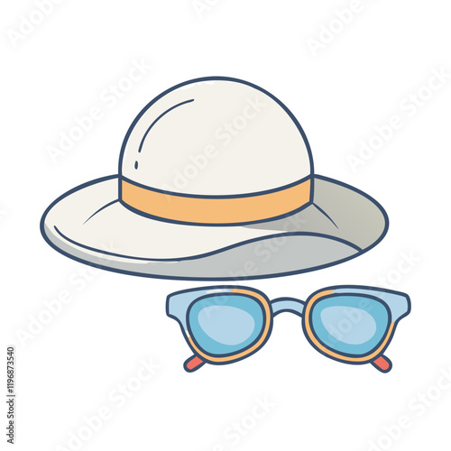 sunhat and sunglasses vector icon, sunhat and sunglasses vector illustration -simple illustration of sunhat and sunglasses, perfect for sunhat and sunglasses logos and icons and themed design 