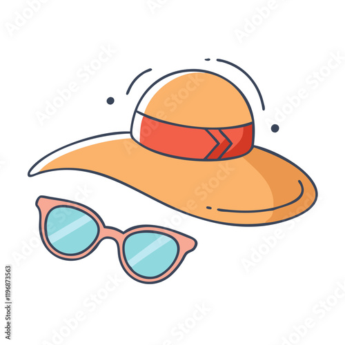 sunhat and sunglasses vector icon, sunhat and sunglasses vector illustration -simple illustration of sunhat and sunglasses, perfect for sunhat and sunglasses logos and icons and themed design 