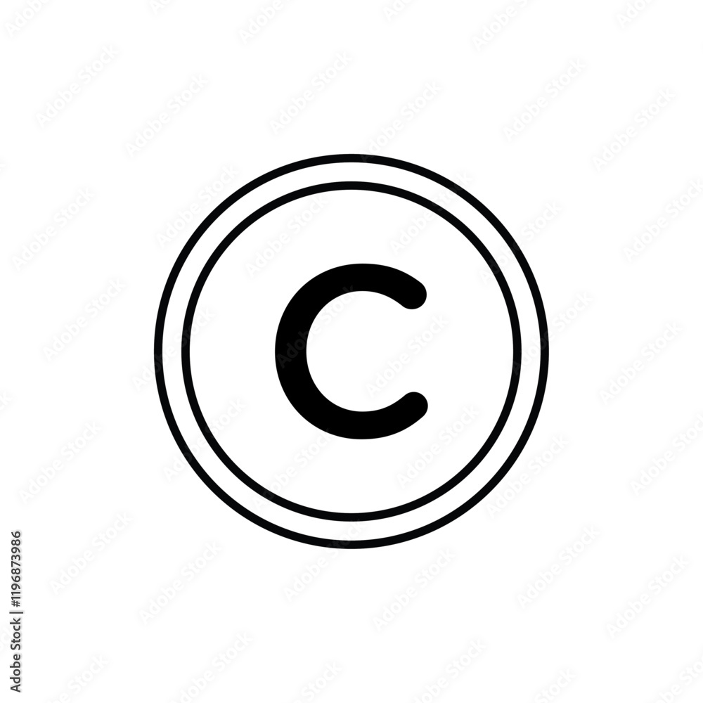 Copyright icon logo sign set vector outline