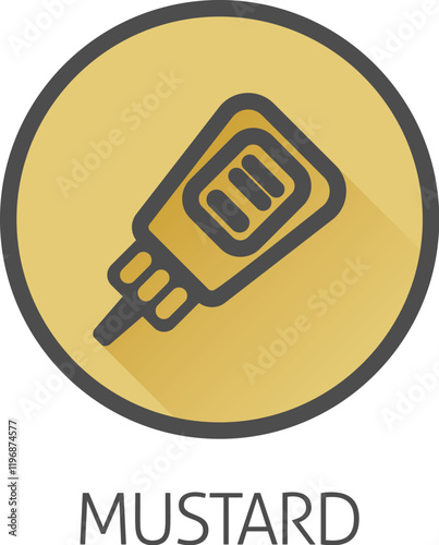 Ketchup or mustard sauce bottle food stylised icon concept. Possibly an icon for the mustard allergen or allergy.