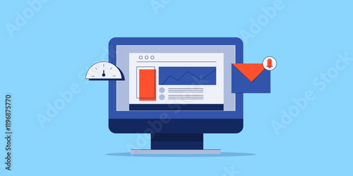 Online website report generator software tool conceptual vector illustration.