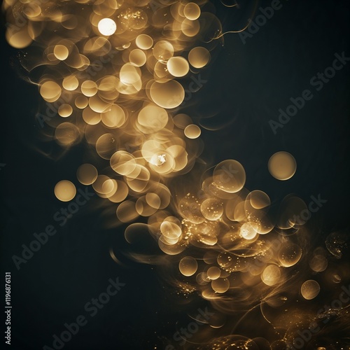 Blurred golden bokeh on black background