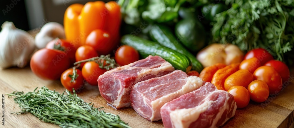 Fresh Meat and Vegetables Ready for Cooking Fresh Meat and Vegetables Ready for Cooking